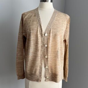 J Crew Tan Shades Metallic Thread Button-Up Cardigan